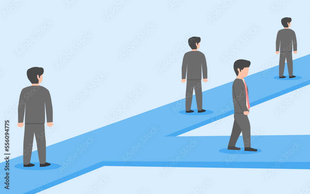 choosing different path. a businessman choosing different direction at crossroads. trying new chance and different challenge. concept of trying another fortune. choosing different path. a businessman choosing different direction at crossroads. trying new chance and different challenge. concept of trying another fortune.