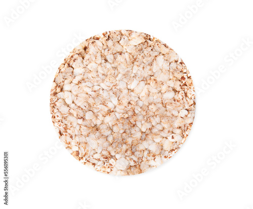 Crunchy rice cake isolated on white, top view
