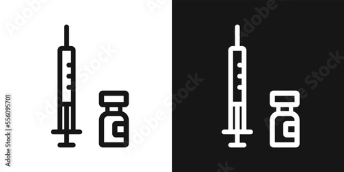 Insulin vector icon. Syringe and insulin vial, injection for diabetic