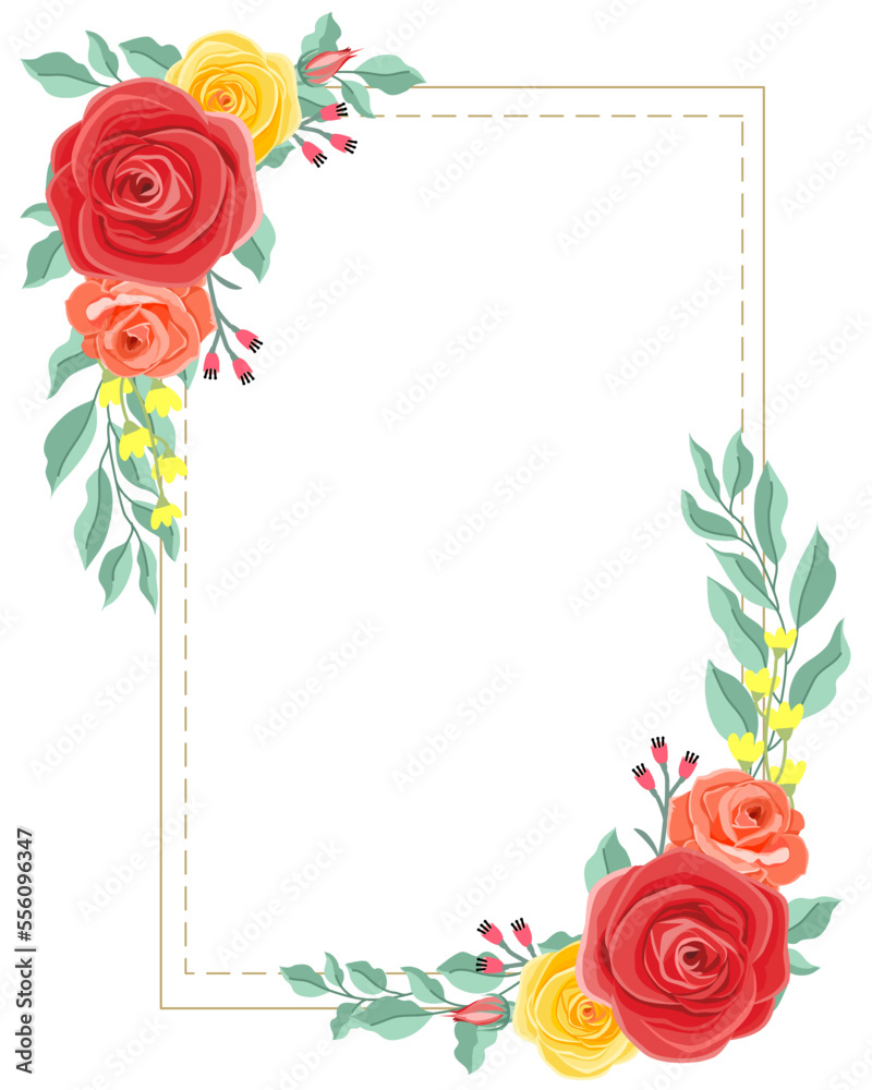 flower rose vector with rectangle  . for background, texture, wrapper pattern, frame or border.