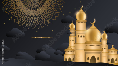 Elegant black and gold ramadan background design