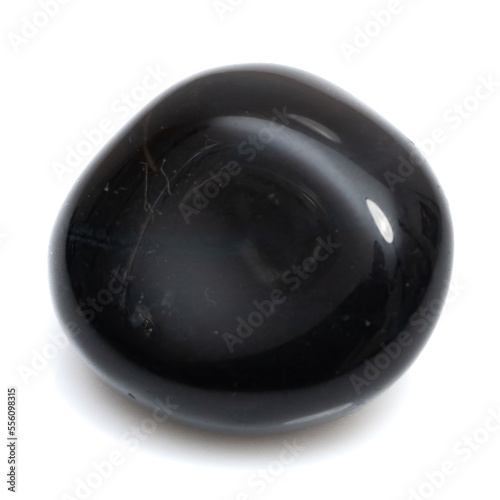 Natural gemstone black onyx isolated on white background