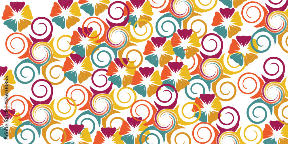 Vector seamless beautiful pattern flower and leaves flat background Vector seamless beautiful pattern flower and leaves flat background