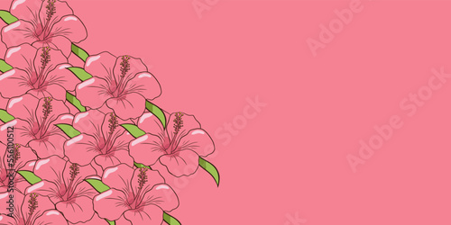 Vector seamless beautiful pattern flower and leaves flat background