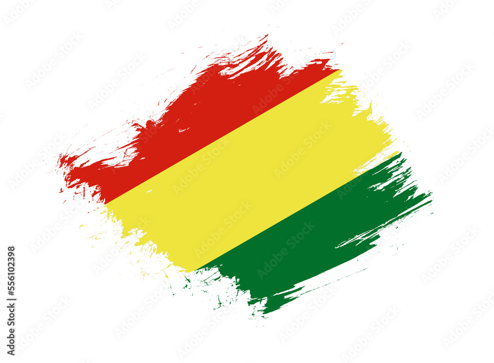 Obraz premium Bolivia flag with abstract paint brush texture effect on white background
