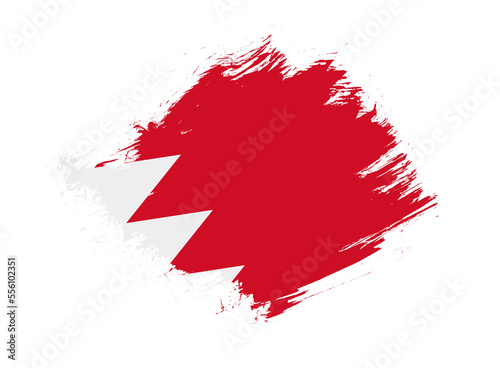 Bahrain flag with abstract paint brush texture effect on white background