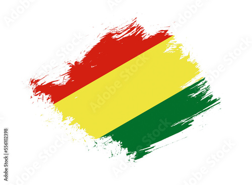 Bolivia flag with abstract paint brush texture effect on white background