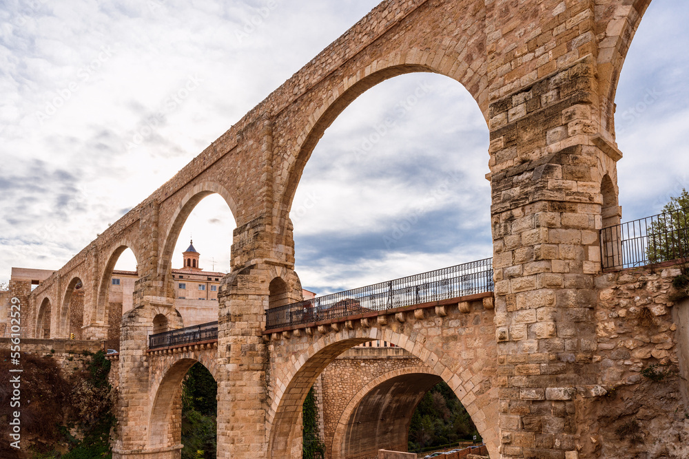 Old Los Arcos Aqueduct in Teruel, Spain. Relevant engineering works of the Spanish Renaissance