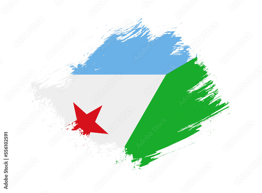 Obraz premium Djibouti flag with abstract paint brush texture effect on white background