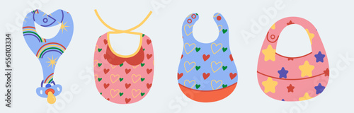 Baby bib. Bib isolated carton set.