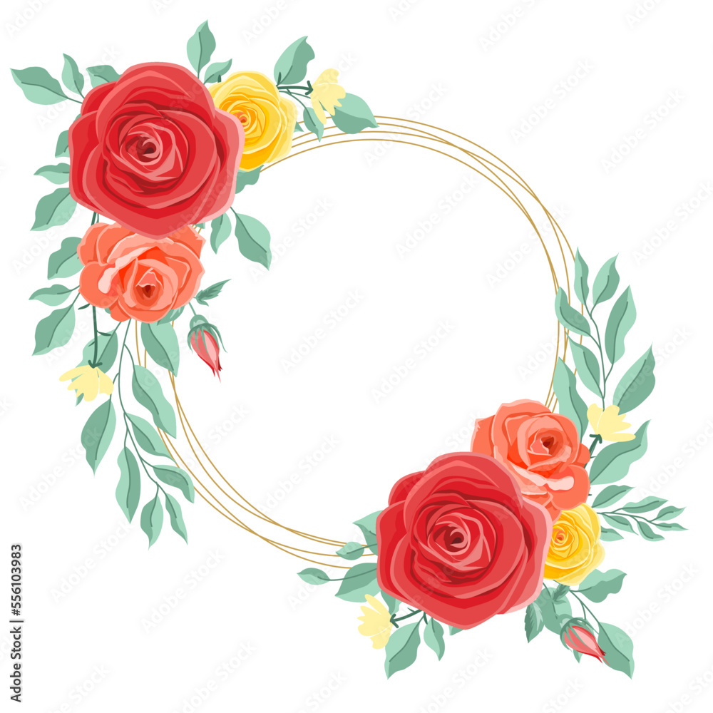 flower rose vector with circle for background, texture, wrapper pattern, frame or border , greeting card 