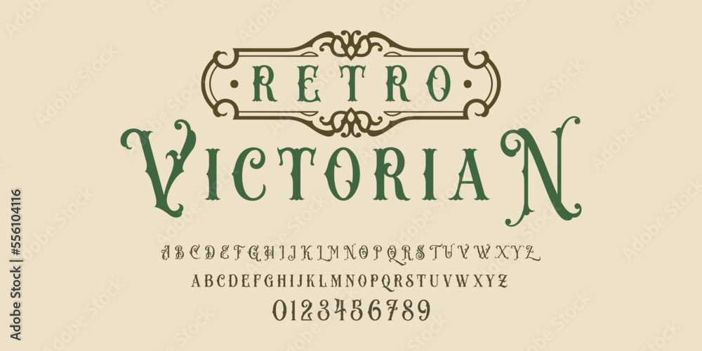 Vintage alphabet and number with text composition