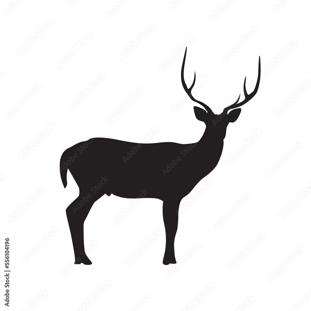 Deer silhouette. Great antler or deer with horns vector isolated on white. Deer silhouette. Great antler or deer with horns vector isolated on white.