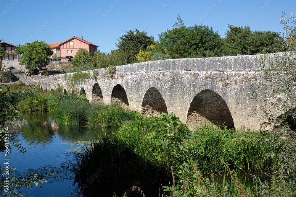 Bridge at Trespuentes with River in Vitoria, Alava Spain
