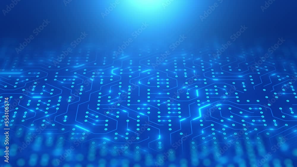Dynamic Circuit Board with Data Transmission. Artificial Intelligence, Machine Learning and Computer Science Concept. Dynamic Circuit Board with Data Transmission. Artificial Intelligence, Machine Learning and Computer Science Concept.