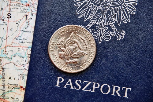 paszport, książeczka paszportowa, mapa, podróże 
