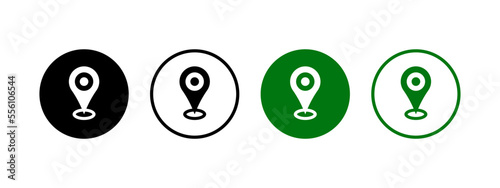 location icon set. pin or sign vector in flat style.