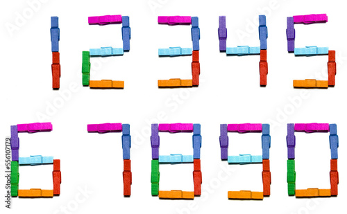 Numbers from 0 to 9. Multi-colored faces. Isolated on white background