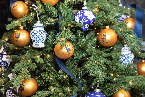 Christmas tree on Sofiyivska Square in Kyiv photo