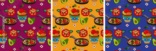 Latinamerican food 3 hand drawn vector seamless pattern