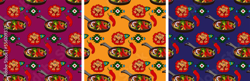 Latinamerican food 3 hand drawn vector seamless pattern