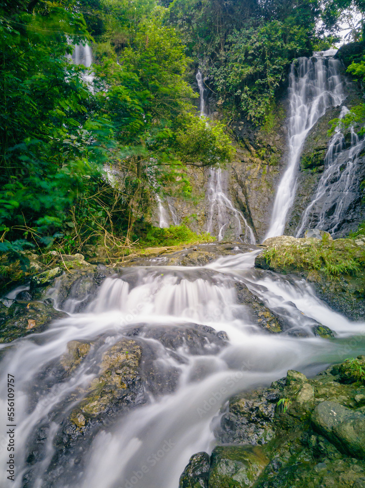 Fototapeta premium Nyandung Waterfall, one of the waterfalls in Kuningan, West Java. This waterfall is still very beautiful so it is very suitable to be a place to unwind from work.