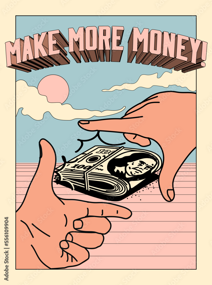 Make more money motivational poster or book cover design template with