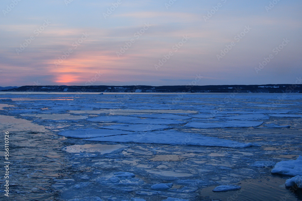 Sunset cruising on Floating ices Sunset cruising on Floating ices