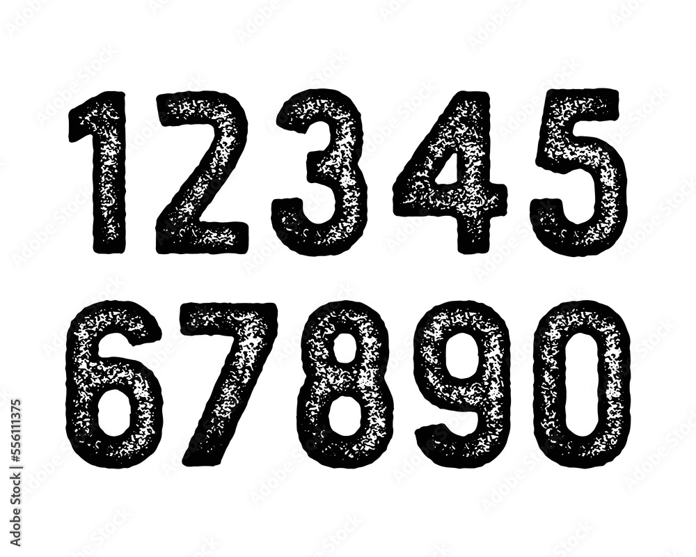 Distressed numeral 0-9 symbol illustration Distressed numeral 0-9 symbol illustration