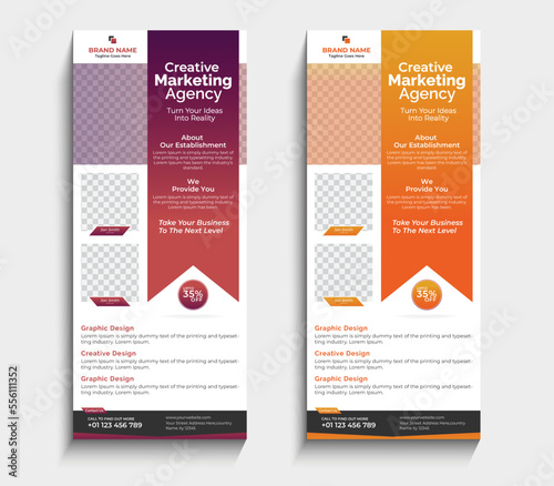 Roll up banner design template, vertical, abstract background, pull up design,
