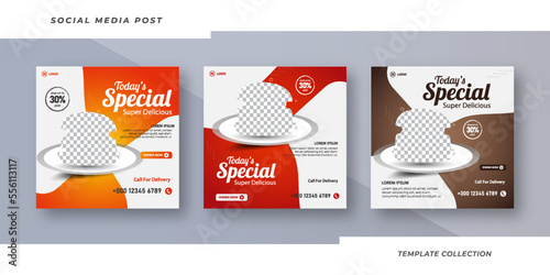 Special today Social media food template, Restaurant social media square banner template for business promotion