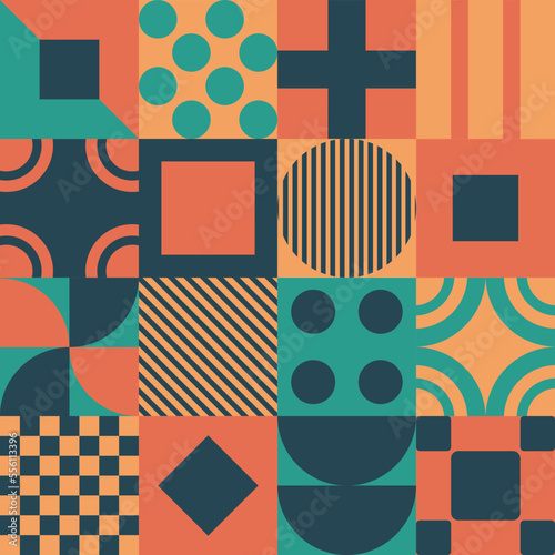 Geometric vector pattern design in Bauhaus styles, background design, for web design, business card, invitation card, poster, landing page, book cover design. 