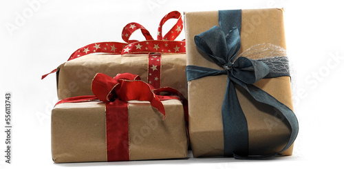 Christmas gifts, brown wrap...