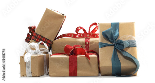 Christmas gifts, brown wrap...