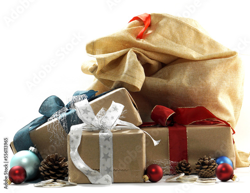 Christmas gifts, brown wrap...