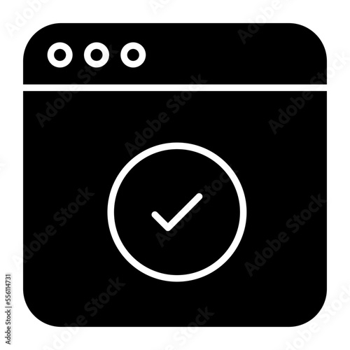 Conceptual solid design icon of verified website 