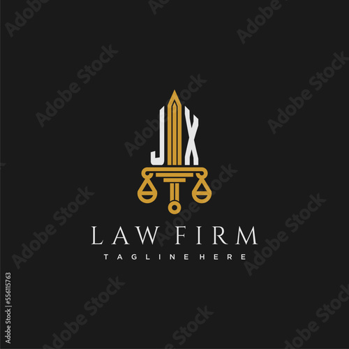 JX initial monogram for lawfirm logo with sword and scale