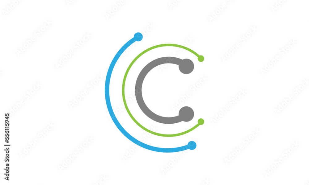C letter technology logo template vector image C letter technology logo template vector image