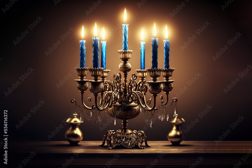 image of jewish holiday Hanukkah background with menorah (traditional candelabra) and candles image of jewish holiday Hanukkah background with menorah (traditional candelabra) and candles