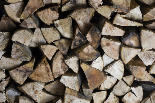 beech firewood in a stack