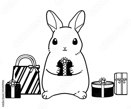 おめかししたうさぎのイラスト（プレゼント）