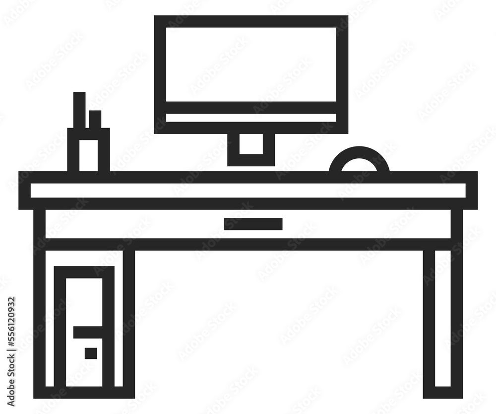 Work desk icon. Remote workplace. Home furniture Work desk icon. Remote workplace. Home furniture