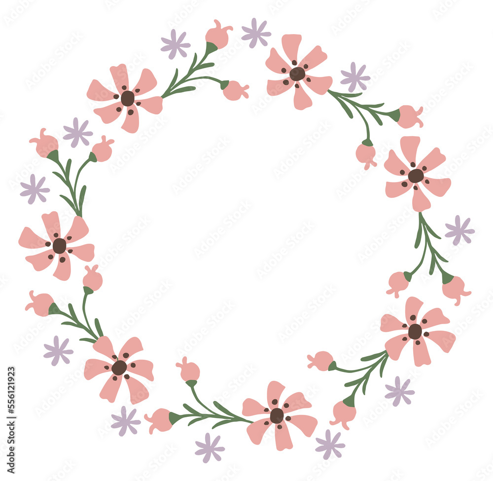 Cute floral wreath. Decorative print botanical branches Cute floral wreath. Decorative print botanical branches