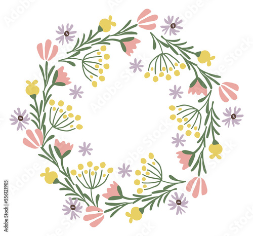 Flower ornamnet circle. Wedding invitation floral element