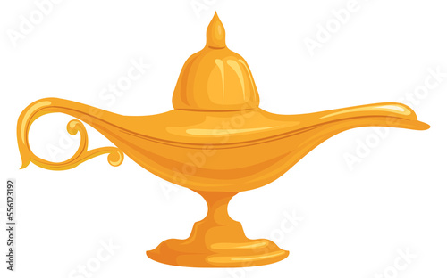 Eastern lamp. Golden alladin lantern cartoon icon photo