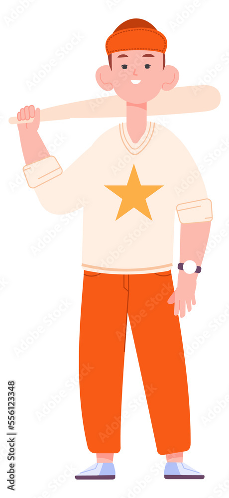 Fototapeta premium Boy with bat. Baseball player kid. Sportsman child