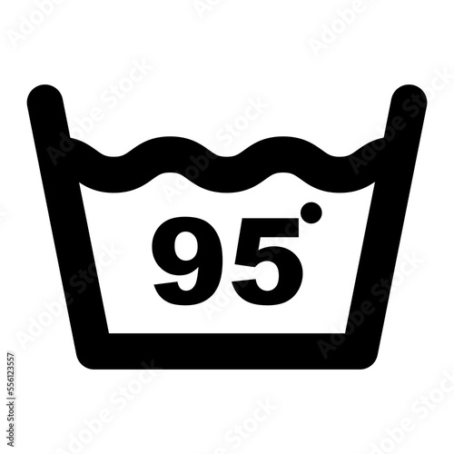 Wash at 95 degree icon. Water temperature vector illustration