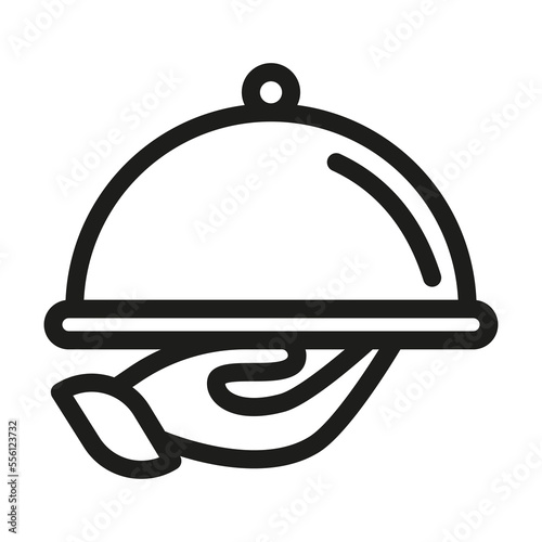 Tray of Food line icon. Covered plate outline vector illustration