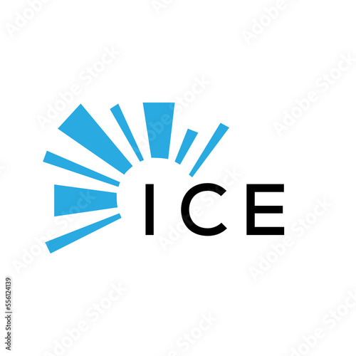 ICE letter logo. ICE blue image on white background and black letter. ICE technology  Monogram logo design for entrepreneur and business. ICE best icon.
