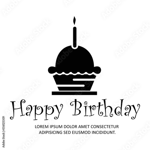 Wallpaper Mural happy birthday card and banner and template design vector black and white color   Torontodigital.ca